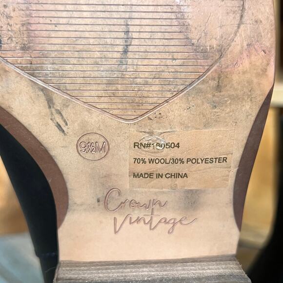 Crown Vintage Giancita Black Leather Gore Elastic Pull-On Ankle Boots Womens 9.5 - Picture 11 of 12